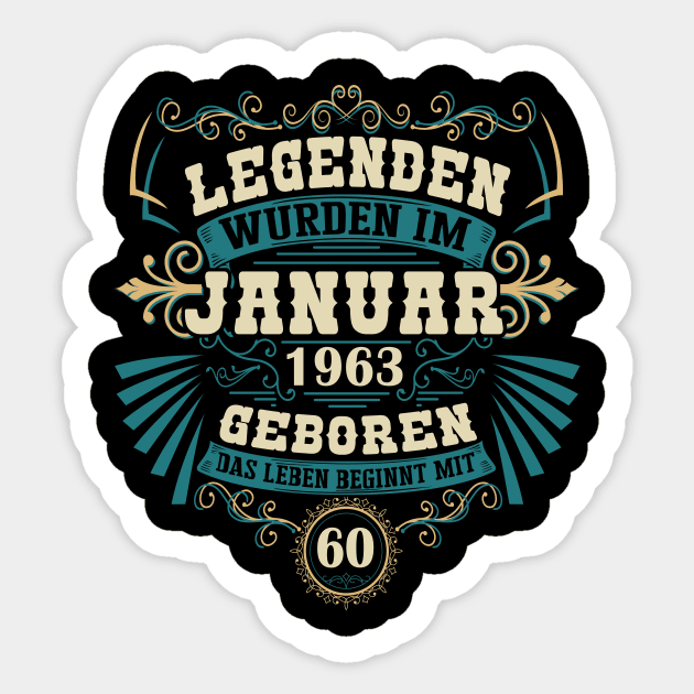 60. Geburtstag lustige Sprüche Jahrgang 1963 Geschenk Sticker